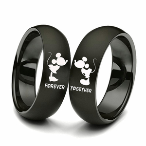Forever Together Anneaux de mariage pour femmes hommes couleur <span class=keywords><strong>noire</strong></span> Couple Promise Band <span class=keywords><strong>Alliance</strong></span> Bijoux - Product Image 1