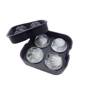 Trực tiếp cung cấp Silicone 4 khoang lưới hình cầu Bóng Đá Khuôn Whisky Silicone Vòng Ice Cube khuôn