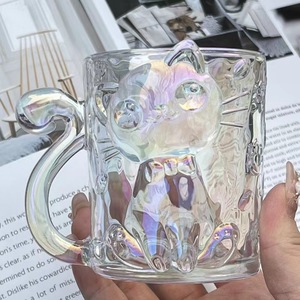 Tazza in Vetro 3D a Forma di Gatto Arancione 300ML, Tazza da Caffè per Bambini Riutilizzabile, Lavabile in Lavastoviglie e Utilizzabile in Microonde - Product Image 3