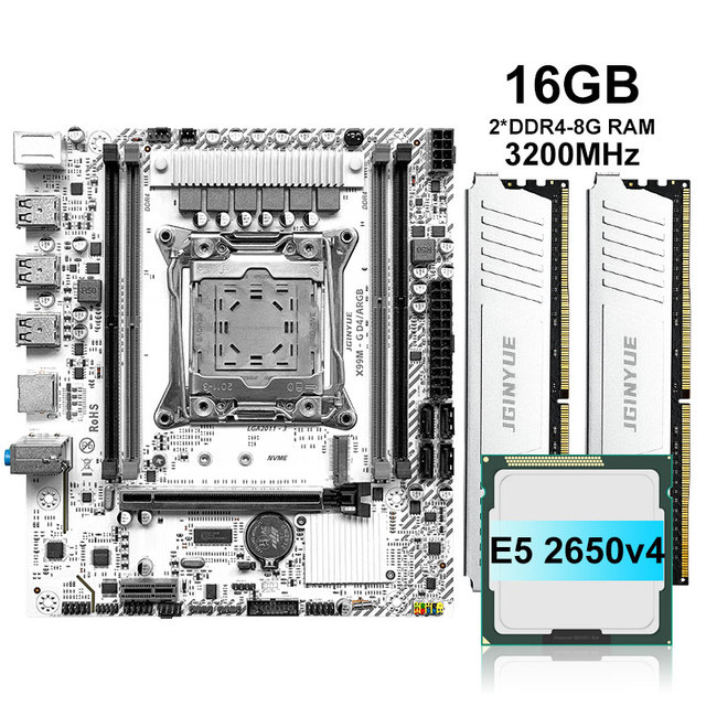 X99M-G D4 ARGB Motherboard Combo Kit 2650v4-2*8gb 3200MHz Motherboard With Cpu and Ram
