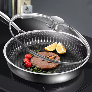 Sartén de acero inoxidable de tres capas superventas, cerámica de inducción de alta calidad, antiadherente con patrón de grabado Woks - Product Image 5