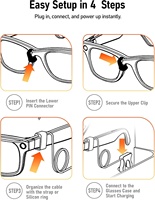 Câble de chargeur clip de 1.5m pour RayBan Meta Wayfarer/Skyler/Headliner Smart Glasses Étui officiel pour une utilisation sans couture tout en portant
