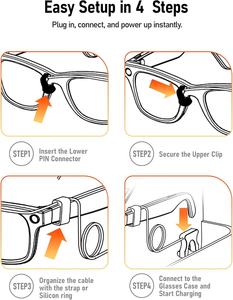 Câble de chargeur clip de 1.5m pour RayBan Meta Wayfarer/Skyler/Headliner Smart Glasses Étui officiel pour une utilisation sans couture tout en portant - Product Image 5