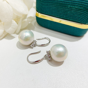 S925 <b>Silver</b> DIY Pearl Accessories Empty <b>Bracket</b> and Bow for 9-15mm Round Beads 21985 Fashion Drop Earrings with Earnail - Product Image 3