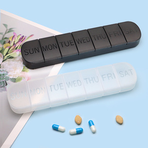 Wholesale 7-Day Single-Row PP Pill <b>Box</b> Long Strip Sub-Packing Storage Portable Weekly 7-Grid Independent Lid Injection - Product Image 5
