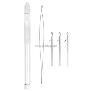 AliLeader <span class=keywords><strong>3</strong></span> Jarum Rajut 1 Pemegang 1 Menarik Kait <span class=keywords><strong>Loop</strong></span> Threader Aluminium Ventilasi Pemegang Jarum Kit untuk Ekstensi Rambut - Product Image 2