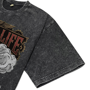Camisetas de Algodón Transpirable para Hombre, Tallas Grandes, Color Negro Lavado al Ácido, con Estampado DTG de Robot Steampunk Personalizado, para Venta al Por Mayor - Product Image 5