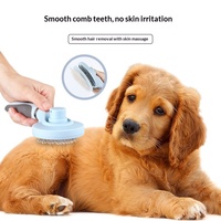 Brosse autonettoyante anti-poils pour animaux de compagnie en acier inoxydable et plastique, à un seul clic, pour chiens et chats, respectueuse de la peau