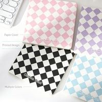 Carnet de papeterie créatif Kawaii, motif à carreaux, couverture en papier, reliure cousue, impression numérique, 8 styles disponibles, 100 feuilles, cadeau