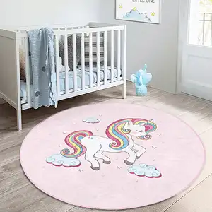 Kids Room Soft Pink Unicorn Nursery Rug Antiderrapante Tapete de Chão Personalizado Impresso Sala de estar Tapetes e tapetes