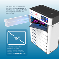 Armoire de charge sécurisée Y2Power VOX Ultra 8 baies, optionnelle avec lumière UVC, charge rapide PD 65W pour téléphones, tablettes, ordinateurs portables
