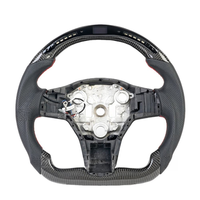 Volant de direction personnalisé en fibre de carbone véritable avec LED pour Tesla Model Y 3 Plaid 2017-2022 3 Runner Sport Car