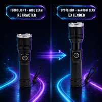 Lampe torche tactique 800 lumens IP54 rechargeable par type C en aluminium avec zoom laser blanc pour le camping, la randonnée, la chasse et les activités de plein air