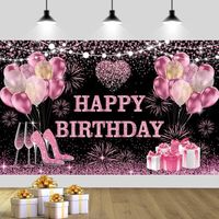 Pancarta de cumpleaños de la serie Black Gold, decoración de fiesta de banquete temático y tela de fondo para reunión y arreglo