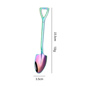 Restaurant Or Acier Inoxydable Petite Pelle En Forme De Scoop Conception Mini Arc-En-Ciel Gâteau Thé Café Glace Dessert Cuillère