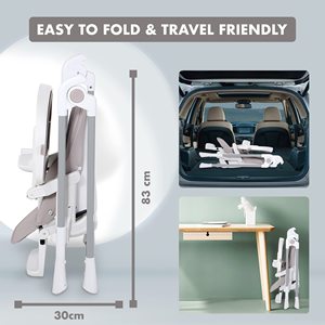 Chaise haute pliable réglable pour bébé avec plateau amovible et harnais de sécurité pour une utilisation sûre à la maison et en voyage, durable - Product Image 3