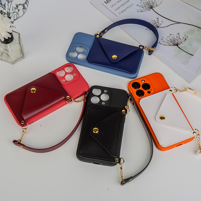 Cute Lanyard Crossbody Mobile Phone Case for Iphone 14 Pro Max With Card Holder Slot