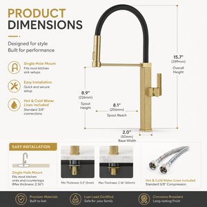 Grifo de Cocina de Latón con Certificación CUPC, Cuerpo de Zinc Resistente a la Corrosión, Libre de Plomo CZ432102, Larga Duración - Product Image 1