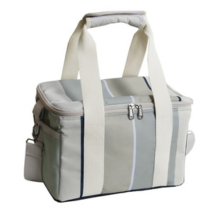 Picnic Bag Oxford Cloth Insulated Cooler Lunch Bag Grey One Shoulder Outdoor Use - Product Image 4