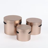 3 pièces/ensemble, boîte-cadeau de fleurs de forme ronde, barils de papier de maintien avec ruban en Polyester
