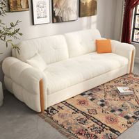Muebles de Sala de Estar Estilo Crema, Diseño Moderno, Tela Cómoda, Sofá Cama Extraíble Simple con Reposabrazos para Casa o Apartamento