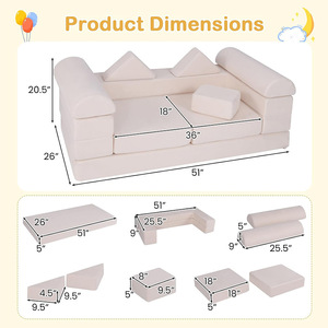 Canapé modulaire pliable éducatif pour enfants de 2 ans et plus, canapé en blocs de construction éducatifs pour enfants - Product Image 3