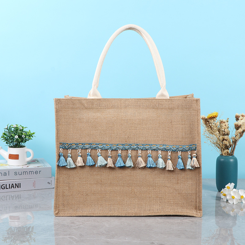 Cheap hot sale Reusable plain custom logo printed grocery shopping with handle burlap tote jute bag