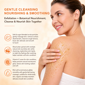Exfoliante Corporal de Manteca de Karité y Naranja de Marca Privada OEM ODM, Exfoliante Corporal Blanqueador e Iluminador para Piel Muerta - Product Image 3