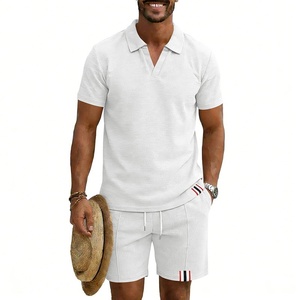Ensemble décontracté <span class=keywords><strong>homme</strong></span> <span class=keywords><strong>été</strong></span> 2026 en 100 % polyester avec étiquette tissée, polo à manches courtes et short – Vêtements pour hommes - Product Image 5