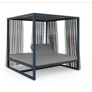 Lit de repos de luxe pour hôtel-resort et villa, avec auvent extérieur, structure en aluminium, rideaux, dossier réglable, durable - Product Image 2