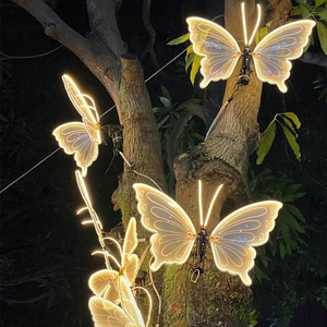 Bán buôn ngoài trời 3D mô hình giáng sinh lễ hội năng động trong suốt <span class=keywords><strong>LED</strong></span> Bướm đèn cảnh quan không thấm nước chiếu sáng trang trí - Product Image 1