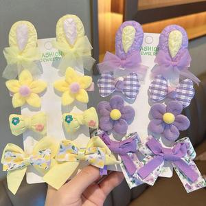 Ensemble de 8 pinces à cheveux en tissu tendance, couleur bonbon, nœud, fleur, épingle à cheveux, mignon, dessin animé, oreilles de lapin, pince à cheveux pour enfants, filles - Product Image 4