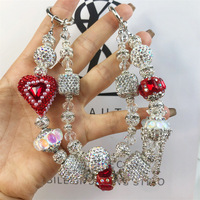 Chaîne de téléphone en perles de cristal exquises à prix unitaire de 3,9 $ – Vente en gros, porte-clés brillant glamour, chaîne de sac, chaîne de téléphone portable de luxe à faire soi-même