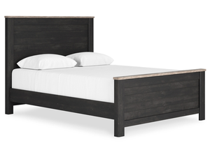 <span class=keywords><strong>Lit</strong></span> Queen Size à Panneaux, Style Ferme Française Rustique Vintage, Finition Chêne Charbon Sculpté à la Main, Tête <span class=keywords><strong>de</strong></span> <span class=keywords><strong>Lit</strong></span> Rembourrée et Éclairée - Product Image 1