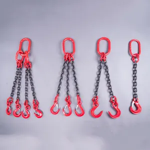 4 way lifting chains customized 2 leg 4 leg adjustable chain sling rigging Grade 80 4 leg lifting chains with latching hooks
