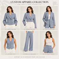 Blazer court personnalisé pour femme à revers cranté, manches longues, poignets boutonnés, couleur unie, idéal pour tenue de bureau ou décontractée