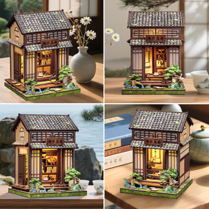 CuteBee Kirishima Tea House Wooden Miniature Model DIY Assembly <b>3D</b> <b>Puzzle</b> Toy For Adults And Teens - Product Image 2