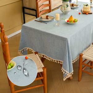 Mantel Nórdico de Color Sólido, Imitación <span class=keywords><strong>Lino</strong></span> y Algodón, Lavable, Impermeable, Resistente al Aceite, de Lujo, para Mesa de Comedor o Café - Product Image 1