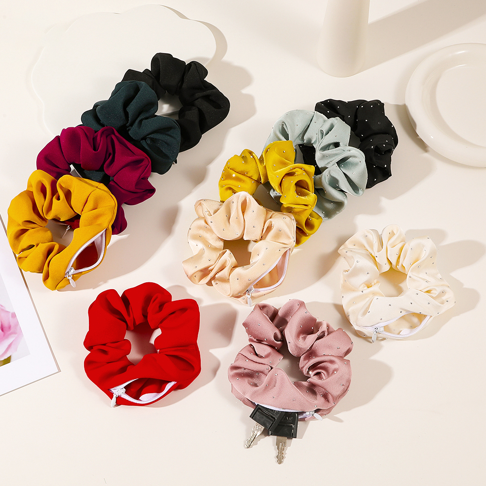 Хит продаж, однотонные Бархатные эластичные резинки для волос на молнии, резинка для волос для женщин и девочек
