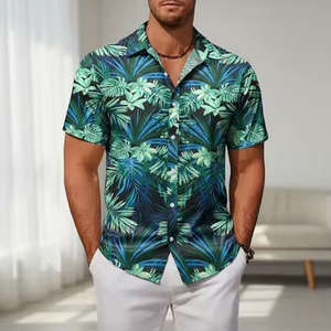 Chemises à manches courtes personnalisées en tissu infroissable, chemise Aloha boutonnée <span class=keywords><strong>pour</strong></span> hommes - Product Image 4