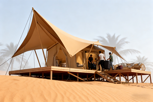 Tente <span class=keywords><strong>de</strong></span> safari <span class=keywords><strong>de</strong></span> luxe double pour 2 à <span class=keywords><strong>4</strong></span> <span class=keywords><strong>personnes</strong></span>, une chambre, un <span class=keywords><strong>salon</strong></span>, grand <span class=keywords><strong>balcon</strong></span>, cadre en acier quatre saisons, PVC Oxford UV - Product Image 4