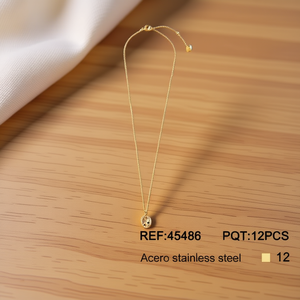 Collana con Ciondolo in Acciaio Inossidabile con Diamante, Placcata in Oro 22k, Catena a Serpente, Minimalista, per Uso Quotidiano Femminile - Product Image 4