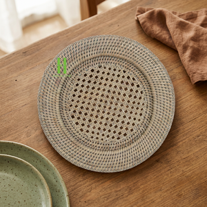 Assiette de chargeur en rotin de haute qualité napperon en rotin en forme de fleur Boho décoration murale suspendue assiettes de chargeur en rotin du Vietnam - Product Image 1