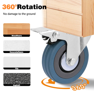 Universelle Einkaufswagen-Oberplatte mit Schwenk-Schraubenbremse, 2 Zoll, 2,5 Zoll, 3 Zoll, 4 Zoll, 5 Zoll, Graues Leichtlast-Gummi-Lenkrad - Product Image 3