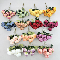Buket Bunga Peony Buatan Berkualitas Tinggi 9 Tangkai Langsung dari Pabrik untuk Dekorasi Ruangan