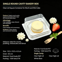 Boîte à gâteau carrée transparente en PET à cavité unique avec base blanche en PP, emballage jetable pour mini-tartes au fromage et pâtisseries à emporter