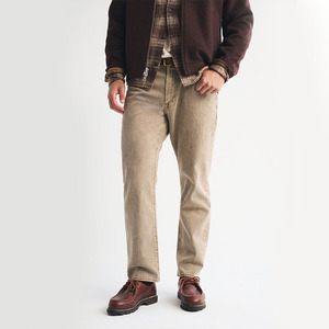 <span class=keywords><strong>Pantalones</strong></span> Vaqueros de Mezclilla Color Caqui para <span class=keywords><strong>Hombre</strong></span>, Corte Recto, Ajuste Regular, Algodón, Cintura Media, Estilo Casual para Trabajo y Uso Diario, OEM ODM - Product Image 2