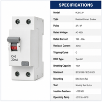 Disjoncteur miniature Wanbo-541DZ47-63 Courbe C 6kA 400V 1P 2P 3P 4P MCB Interrupteur d'air Rail DIN Boîtier de distribution mural