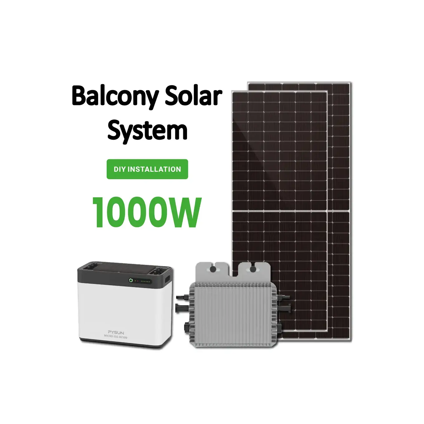PYSUN 800w Plug and Play Balcony Solar Storage System with Solar Microinverter and Storage Battery in Germany Apartment