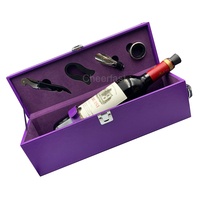 Boîte à bouteille de vin en faux cuir PU, luxe, 5 pièces, idée cadeau pour les personnes âgées, boîte à vin et accessoires
